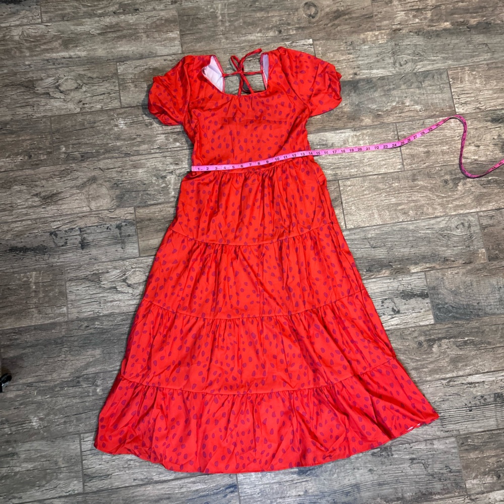 Women’s elegant red chic flowy maxi dress - Picture 6 of 7